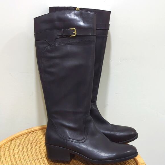 Audrey Brooke Abadore Leather Knee High Riding Boots Black Women's size 9.5 - Picture 2 of 8